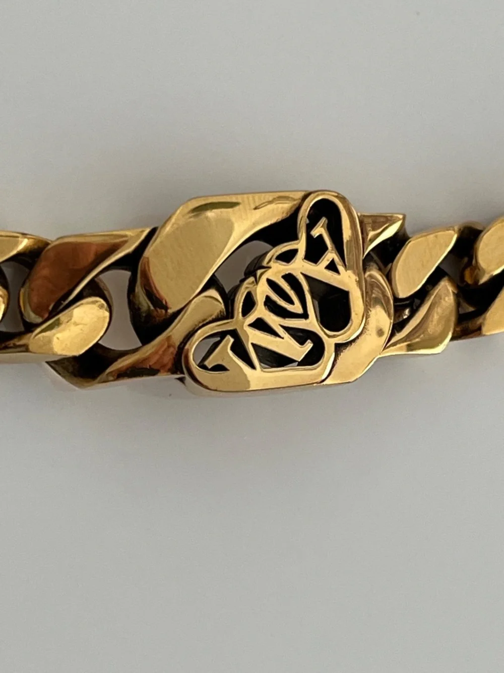 Alexander McQueen Gold Colored Men's Bracelet Logo Lettering A&M Adjustable Leng